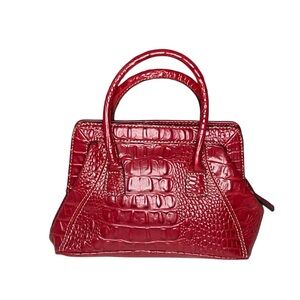 LIZ CLAIBORNE Crazy Horse Vintage Red Mock Croc Mini Satchel OS